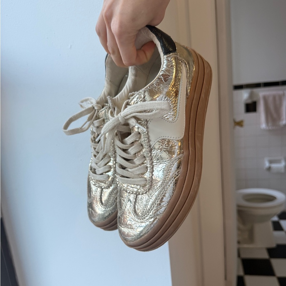 Dolce Vita Metallic Gold and Black Sneakers